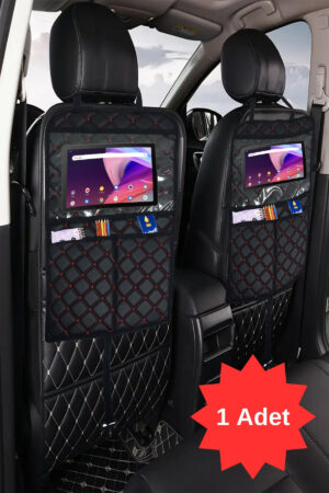 Kırmızı Siyah Deri Araba Koltuk Arkası Organizer Araç Koltuk Organizeri Tablet Tutucu Düzenleyici